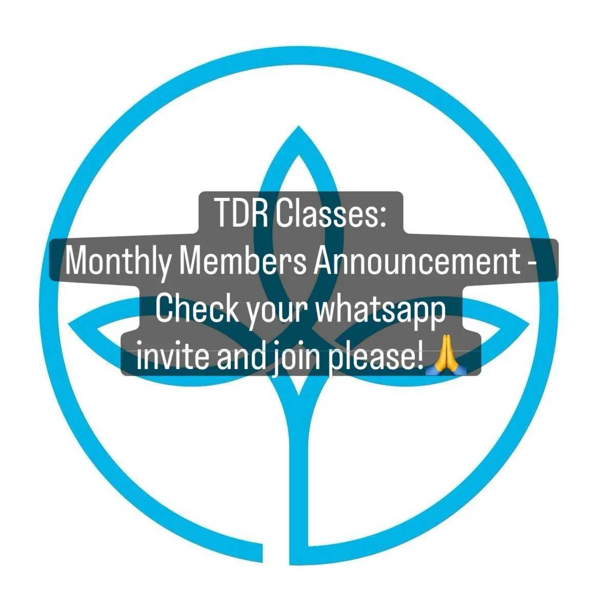 TDR Classes: Monthly Members Announcement - Check your whatsapp invite and join please! The Tribe on your phone!🙏