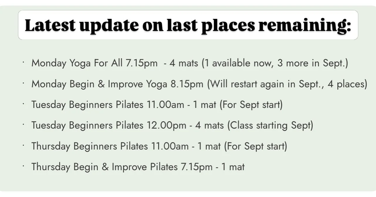 Latest update on last remaining spaces. Some additional places will be available come sept - you can book ahead now to reserve your place. Get in touch in DMs or email or text.
Or visit the website to purchase a pack and i can book you in ahead!
Last