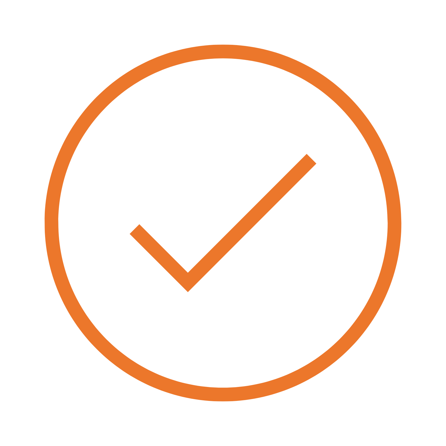 Orange checkmark inside a circle.
