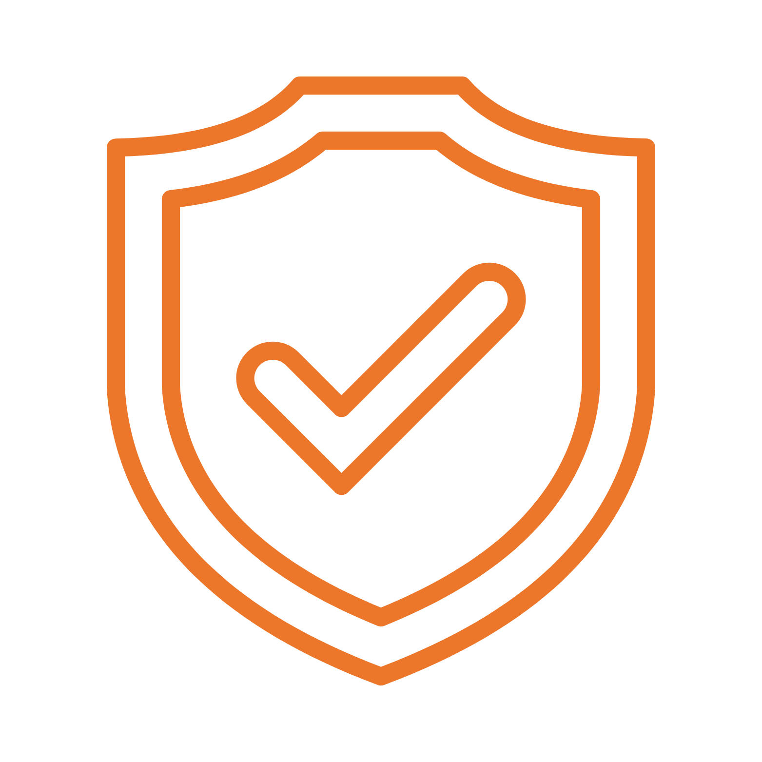 Icon of a shield with a checkmark inside, symbolizing protection or security.