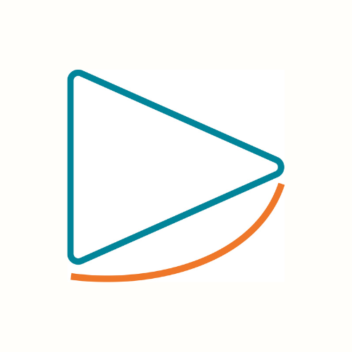 Outline of a paused media player icon with a triangle and a semi-circular line beneath it.