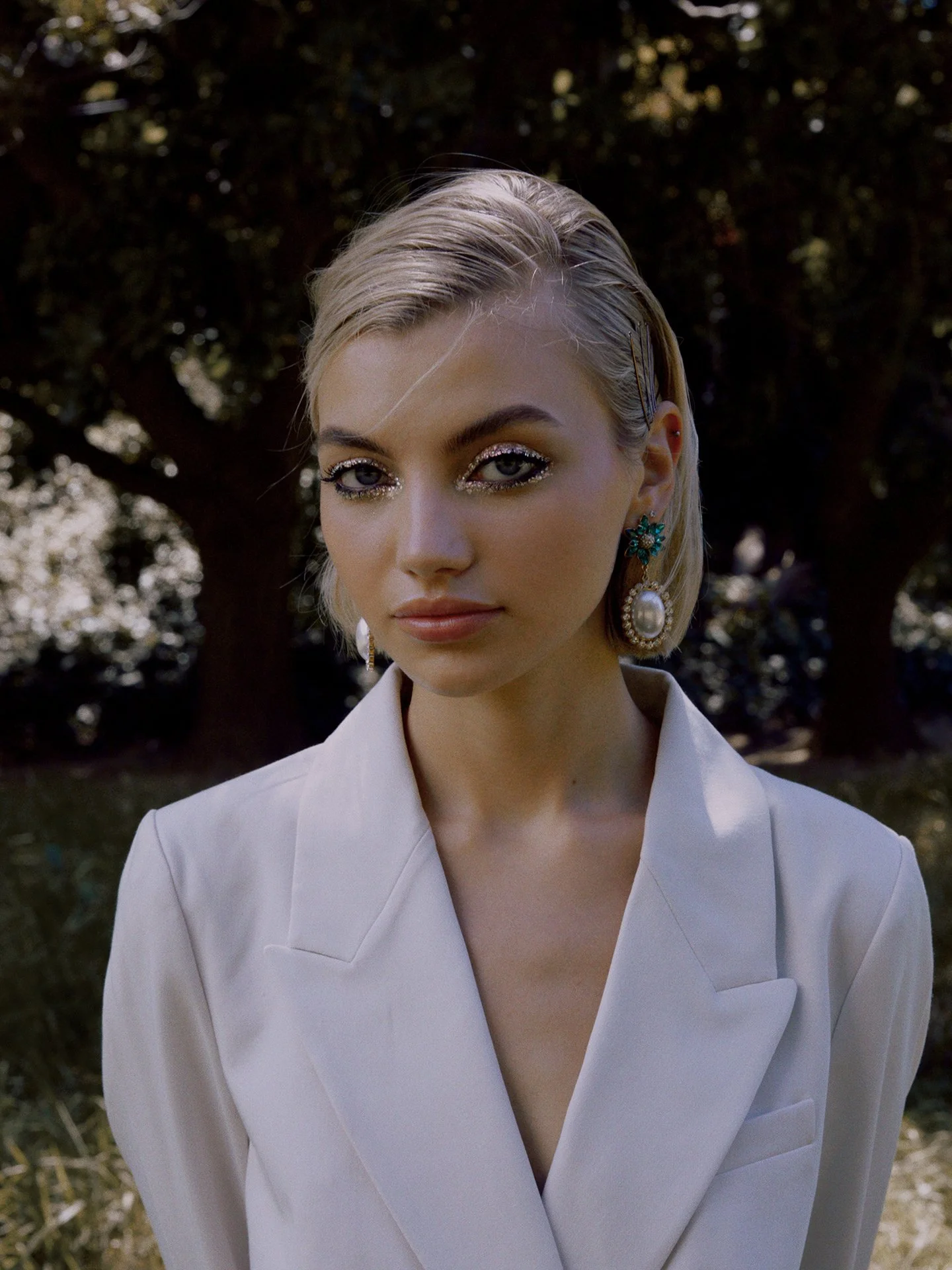 Close-up beauty look by Andrea van den Houten, showcasing technical precision and clean artistry for international fashion publications.