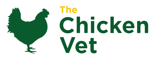 Logo of The Chicken Vet featuring a green silhouette of a chicken with the text 'The Chicken Vet' in green and yellow.