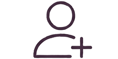 Outline of a person with a plus sign indicating adding a new contact or friend