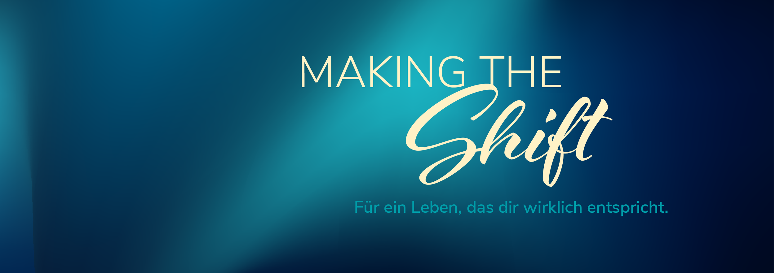 Buchcover mit dem Titel 'Making the Shift' und dem Untertitel 'Für ein Leben, das dir wirklich entspricht' auf blauem Hintergrund.