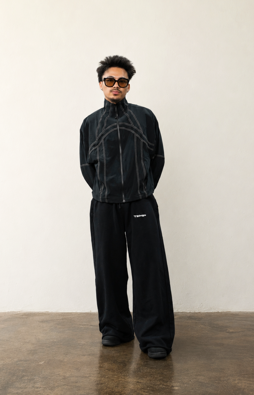 TEMP Raw Edge Sweatpants — Black