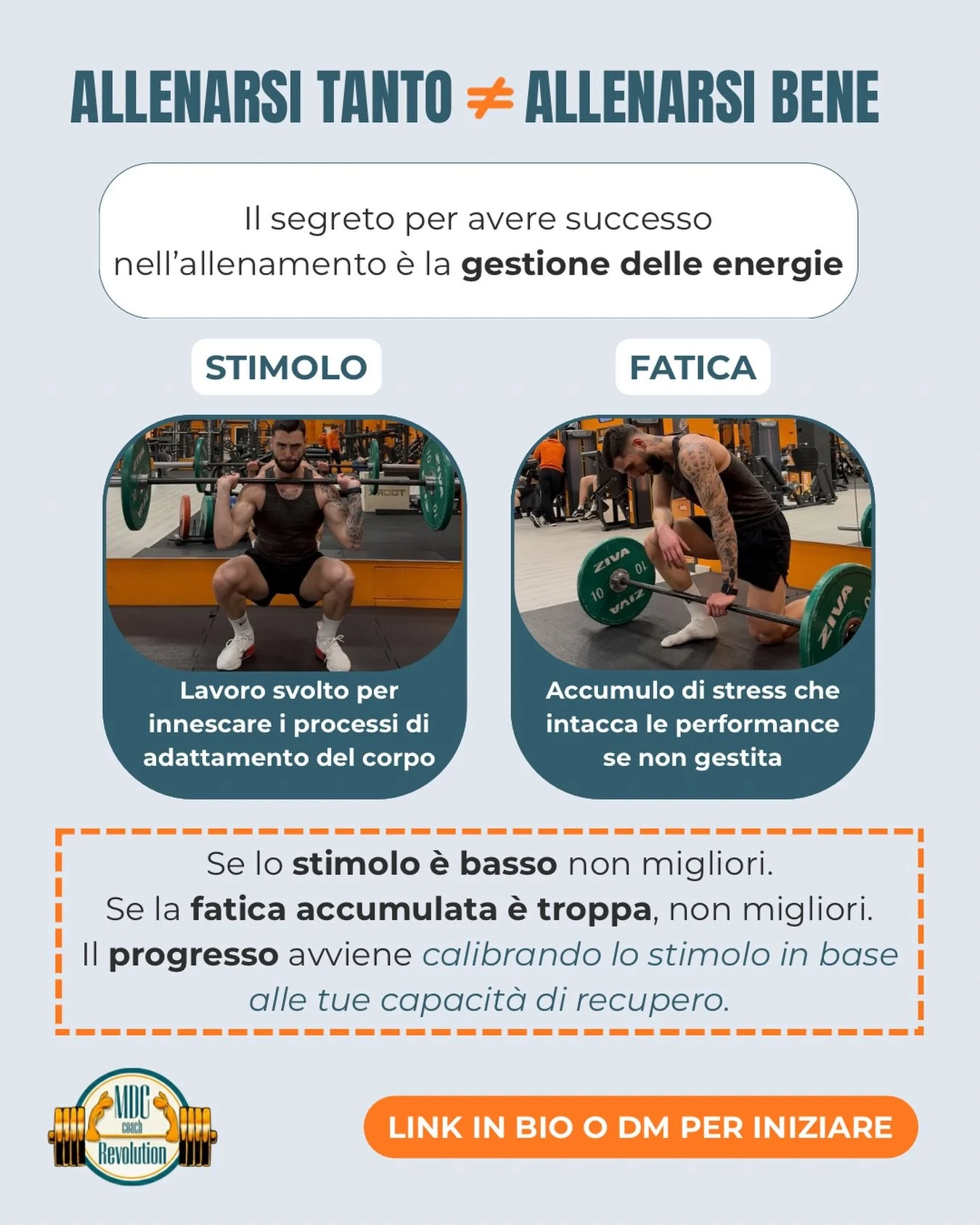 Molti vedono l&rsquo;allenamento come una linea retta verso l&rsquo;alto. La realt&agrave; &egrave; che &egrave; un gioco di equilibrio. ⚖️🧠
Ogni volta che spingi (che sia una sessione di Full Body o una corsa intensa), stai chiedendo un prestito al