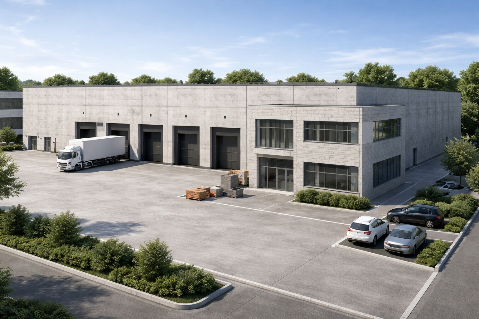 LESMO (MB) Capannone produttivo nuovo in Brianza – 2.750 mq con uffici e ampia area esterna