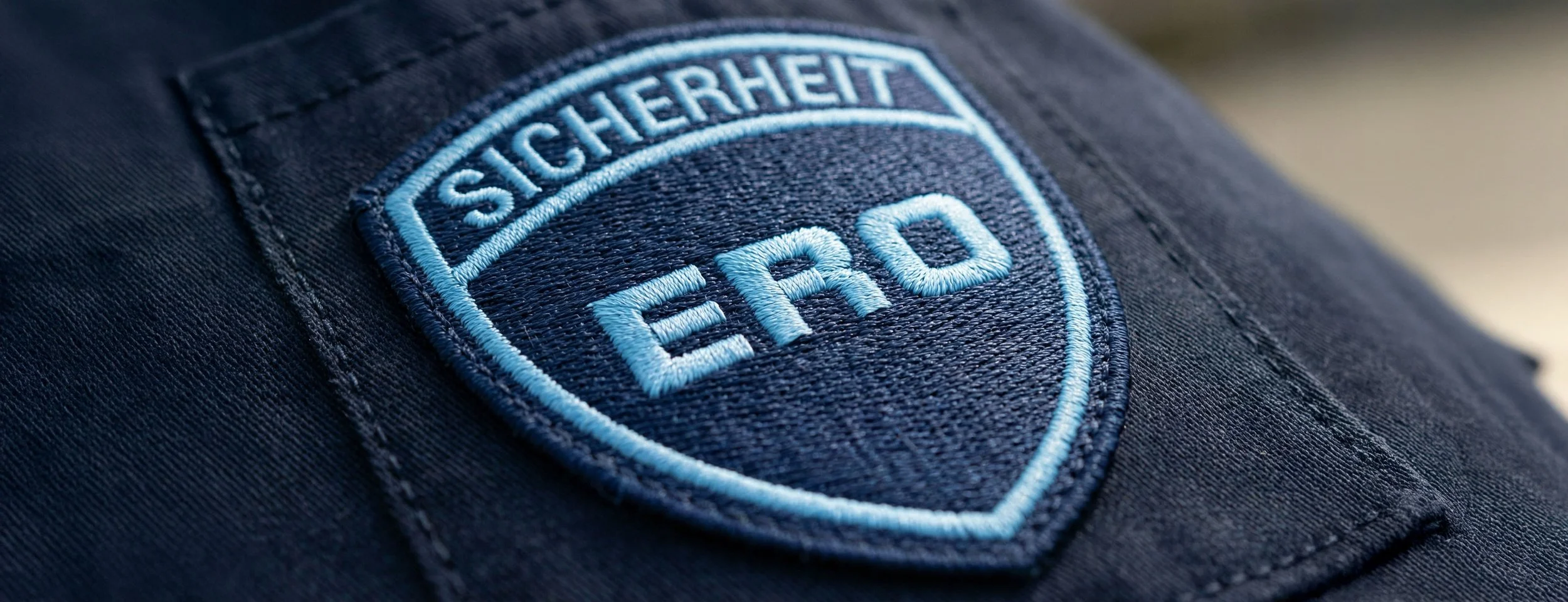 ERO Sicherheit - Logo als Badge auf dunkler Kleidung