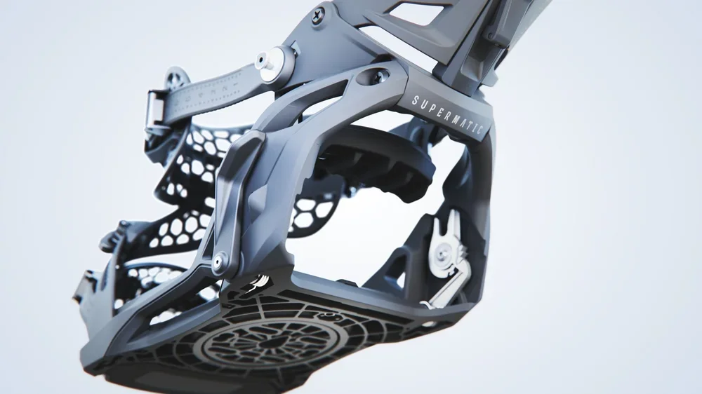 Fixation NIDECKER Supermatic animation, détail du mécanisme de verrouillage