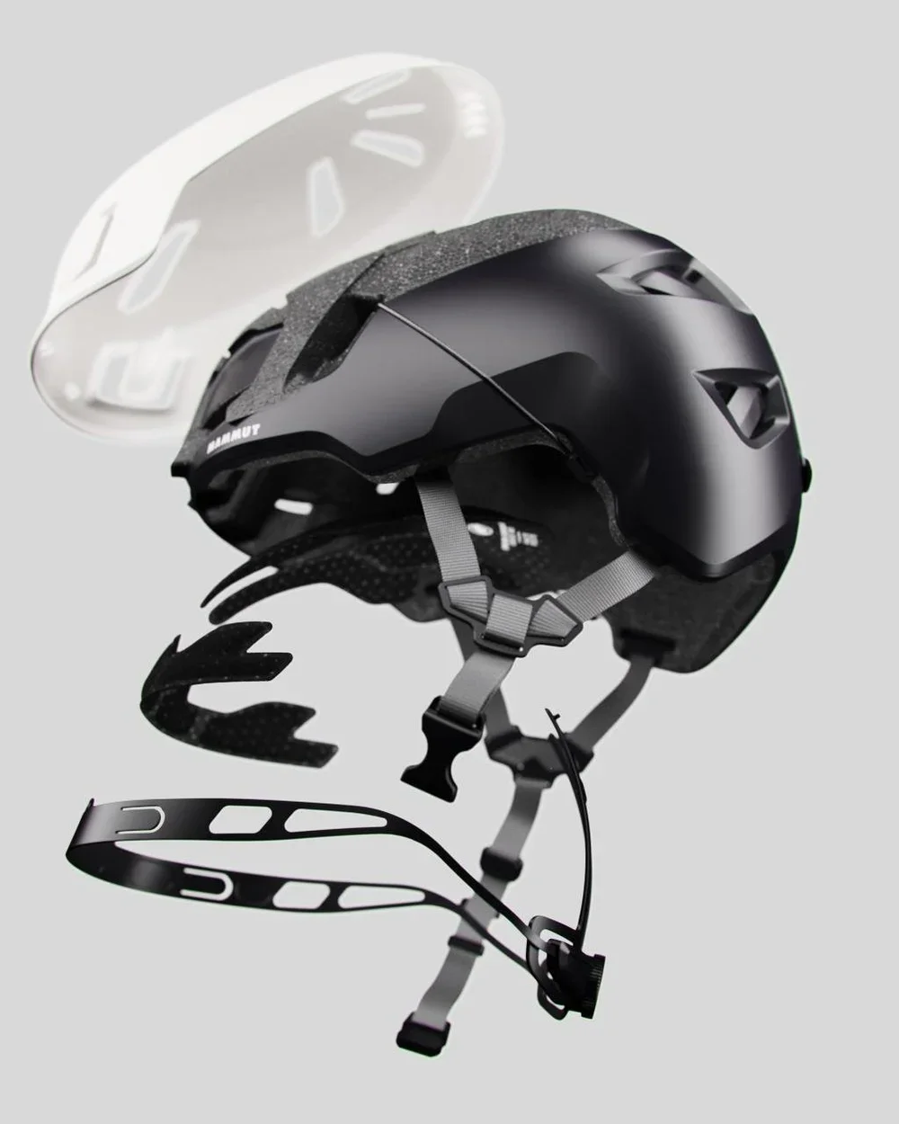 Casque tri-norme MAMMUT Haute Route, vue éclatée des différents composants