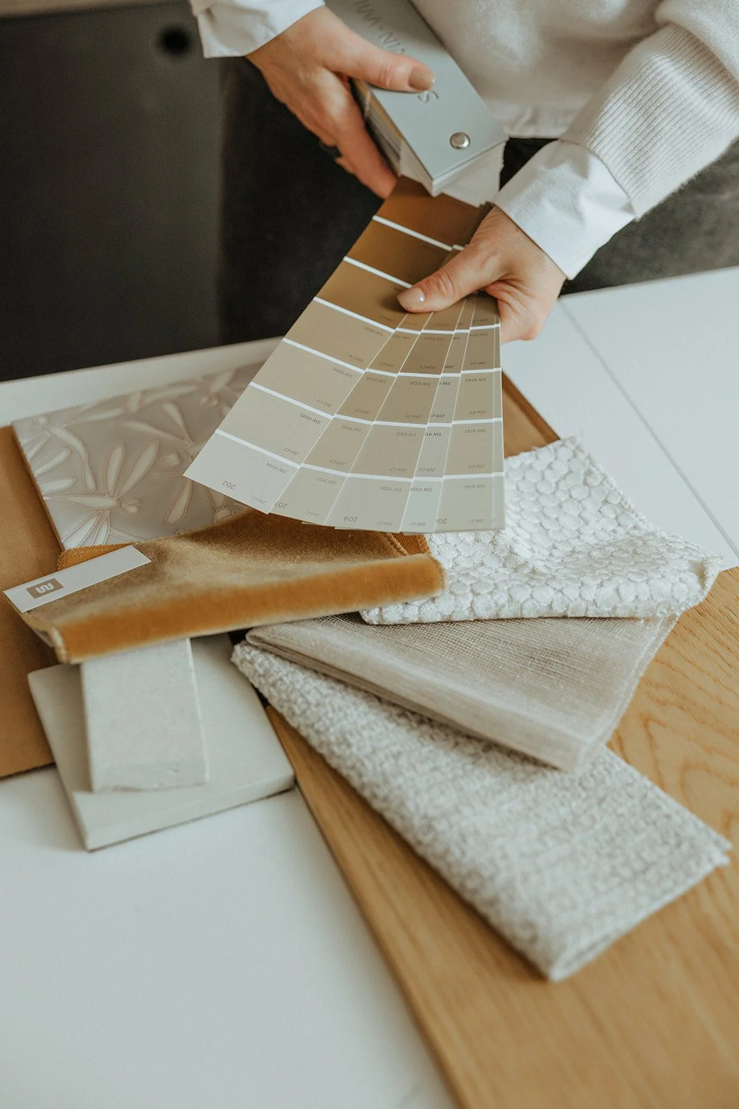 Interior design moodboard swatches