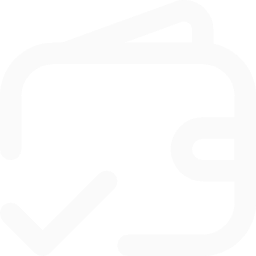 Checkmark icon inside a stylized wallet outline.