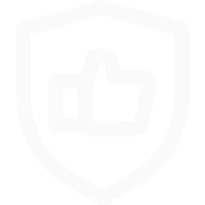 A shield-shaped emblem with a thumbs-up symbol.