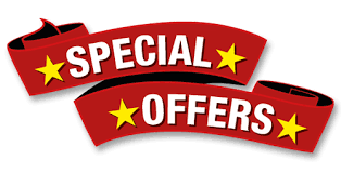 Red banners with yellow stars and white text reading 'Special Offers'.