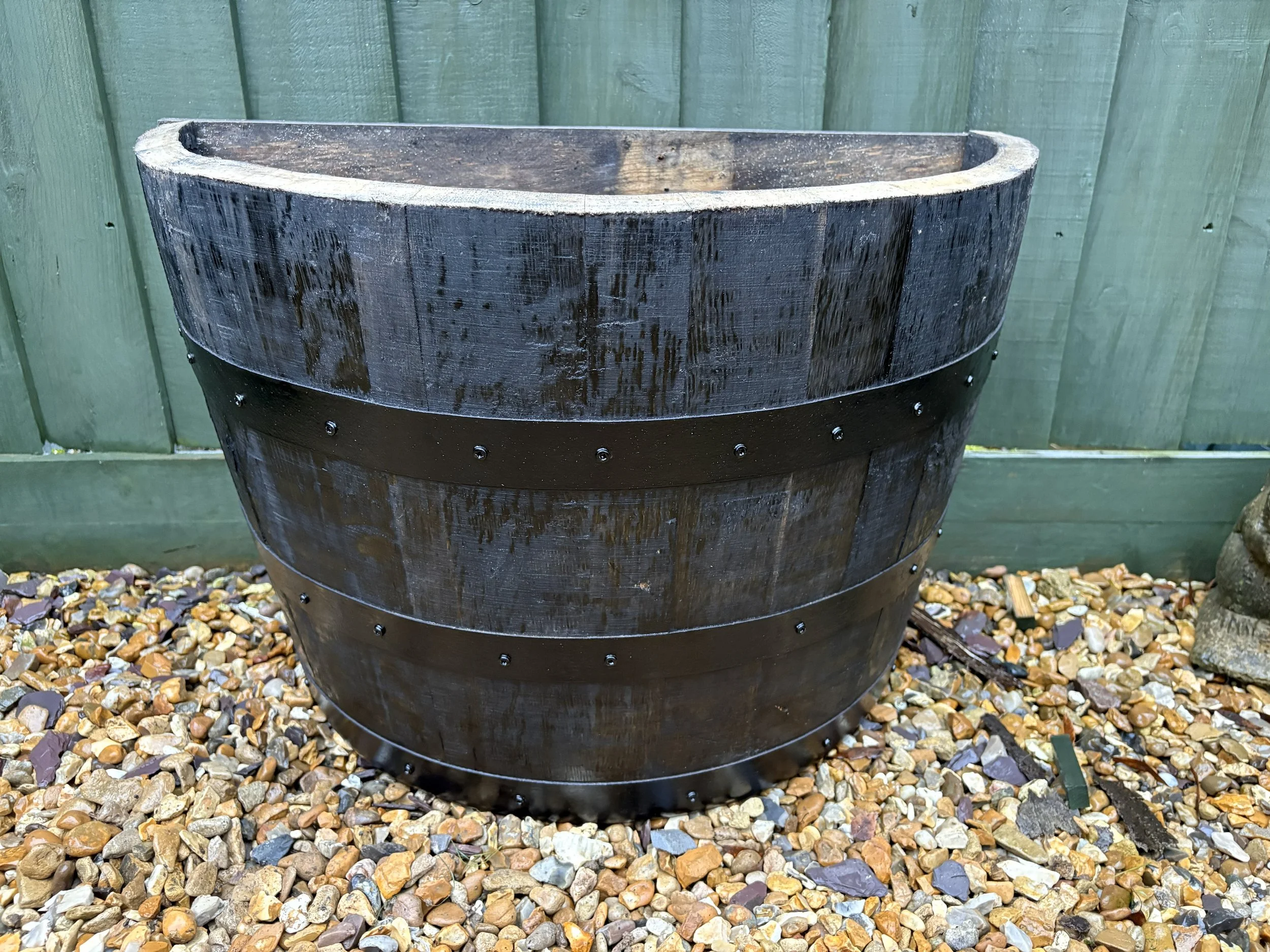 Semi-Circular Barrel Planter