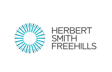 Herbert Smith Freehills logo with a blue circular design and black text.