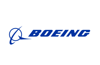Boeing logo with a stylized airplane design.