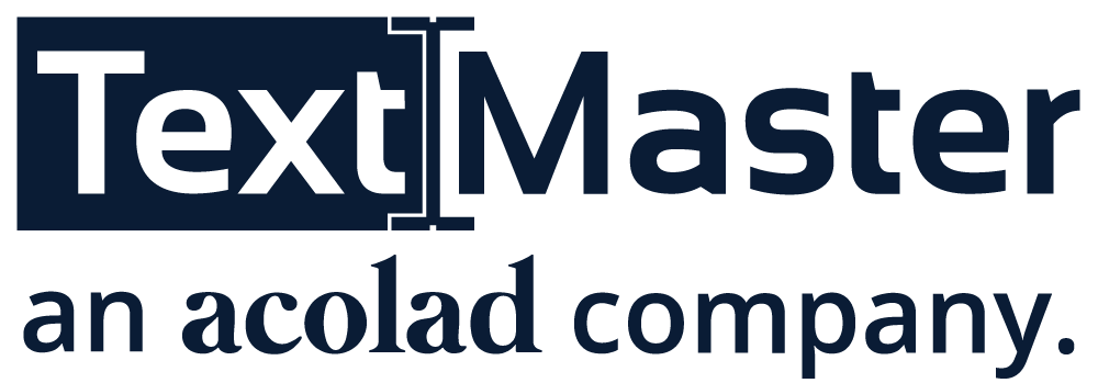 TextMaster logo with the tagline 'an acolad company' underneath