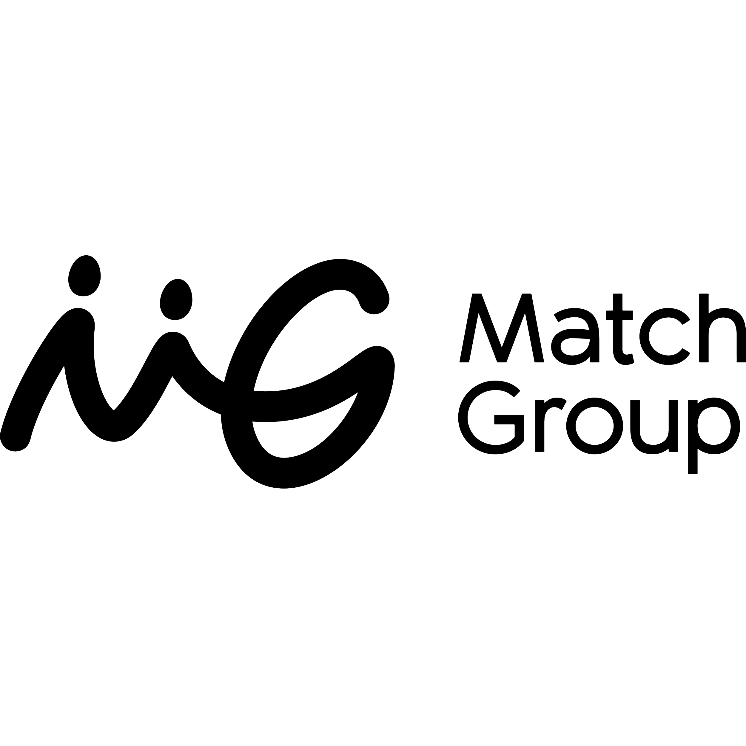 Line art logo of the IIG Match Group with a stylized lowercase 'i' and 'g' forming a face, followed by the words 'Match Group' in outline text.