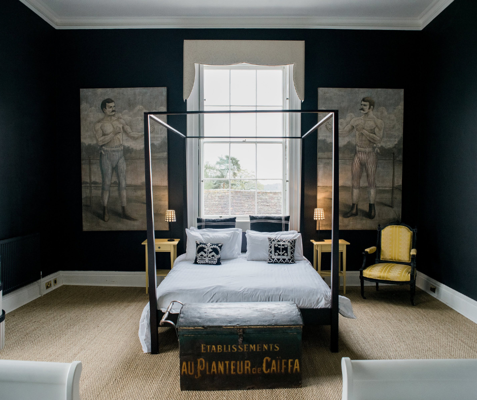 A dramatic black bedroom