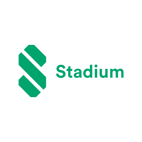 Logo featuring a stylized green 'S' and the word 'Stadium' in green text.