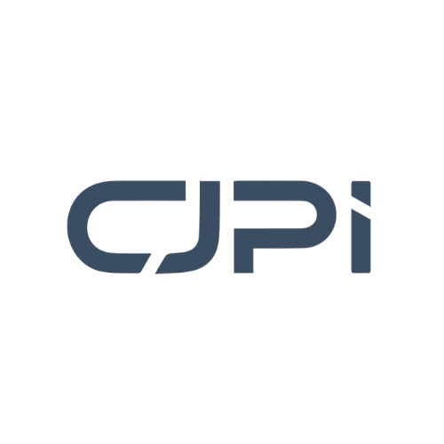 Logo with stylized black and blue text reading 'CJPi' on a dark background.