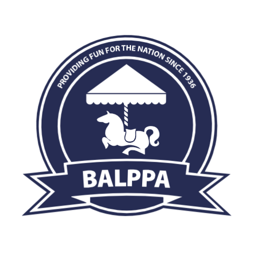 A circular logo with a white carousel horse on a striped pole under a canopy, surrounded by the text 'Providing Fun for the Nation Since 1936' and the bold word 'BALPPA' at the bottom.