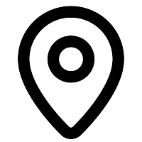 Blank map marker icon on a black background.