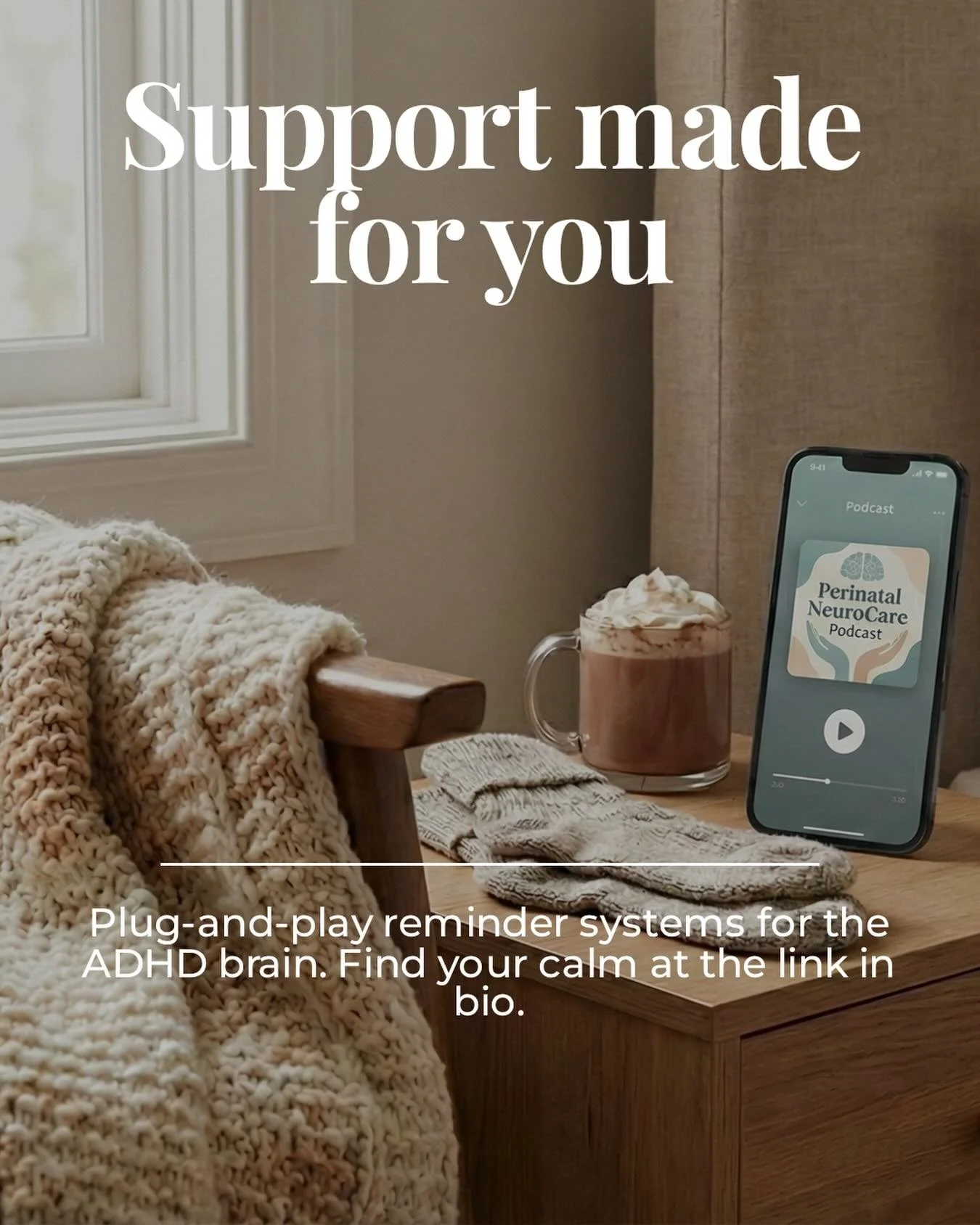 Your brain is carrying way too many tabs. 

Perinatal NeuroCare is where we turn some of them into plug-and-play reminder systems, so you don&rsquo;t have to rely on willpower or memory to get through the day. From gentle lock-screen notes to daily c