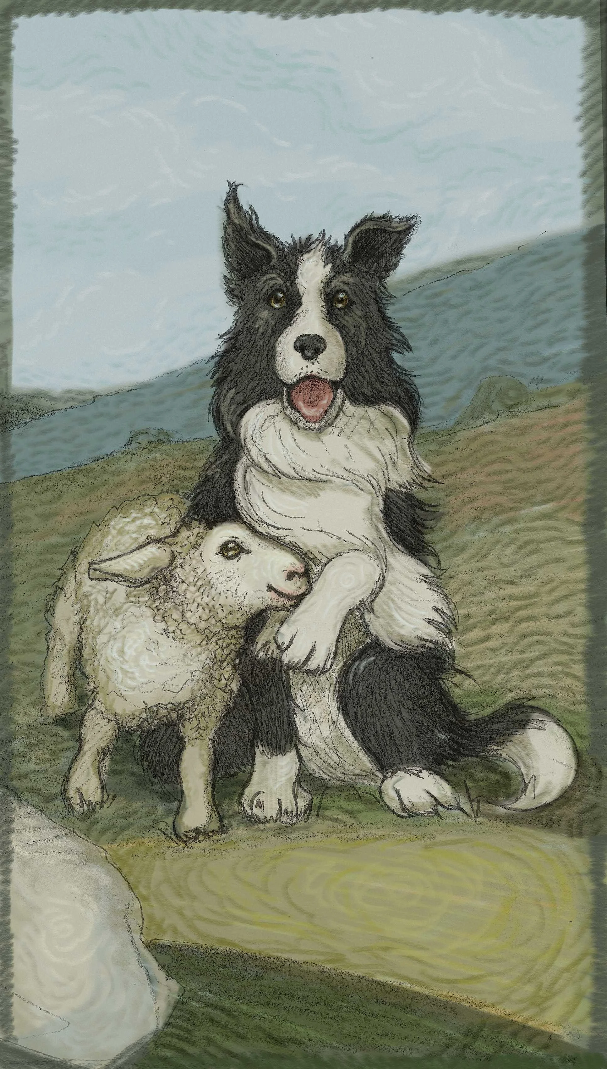 Sheep Dog and Lamb