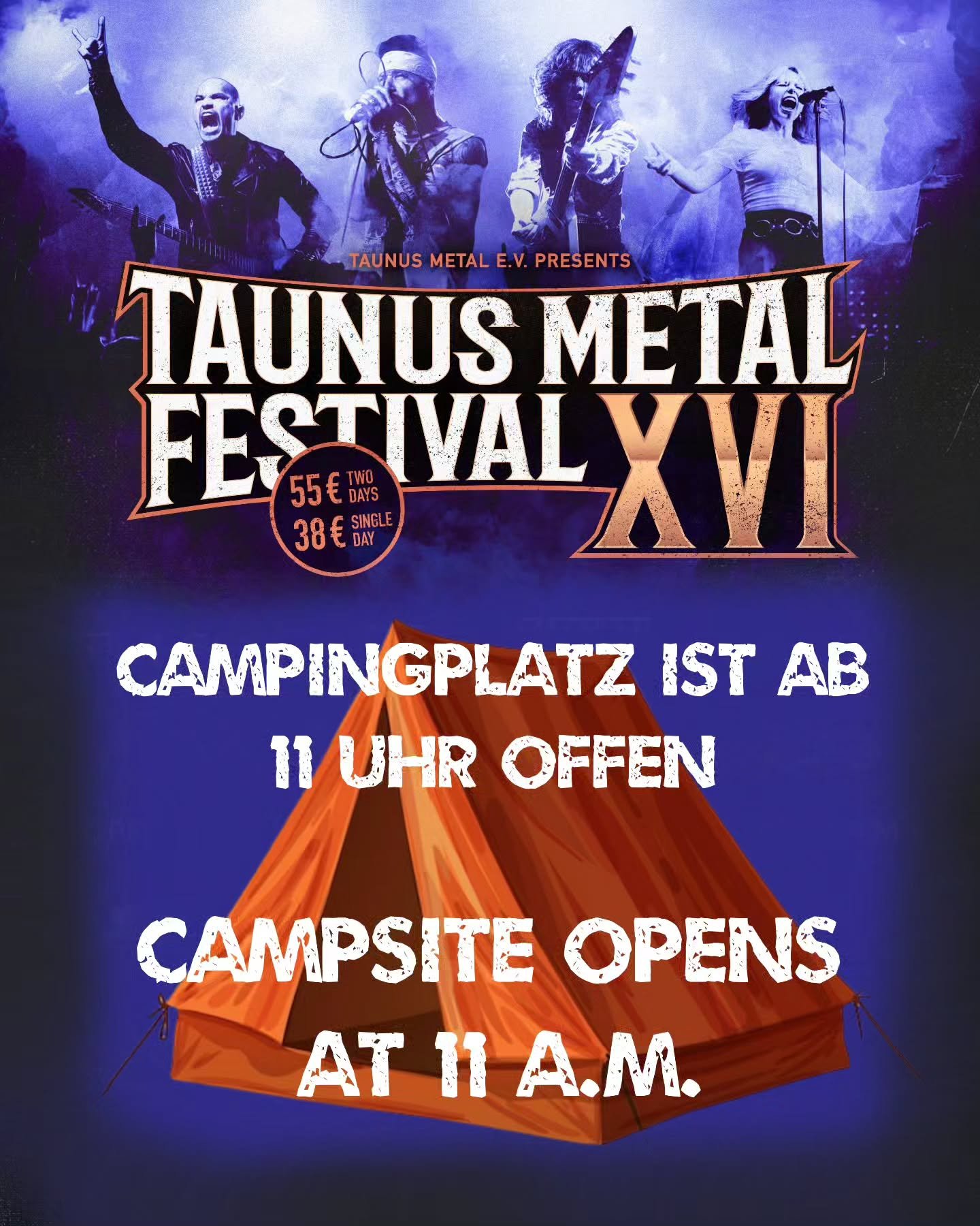 Wie jedes Jahr bieten wir f&uuml;r die die Campen wollen ein Platz.
Ab 11 Uhr ist dieser am Freitag f&uuml;r euch ge&ouml;ffnet, auf der Wiese beim Volleyballfeld. (fragt uns falls ihr ihn nicht findet) 
F&uuml;r Wohnwagen / Wohnmobile gilt wieder, d