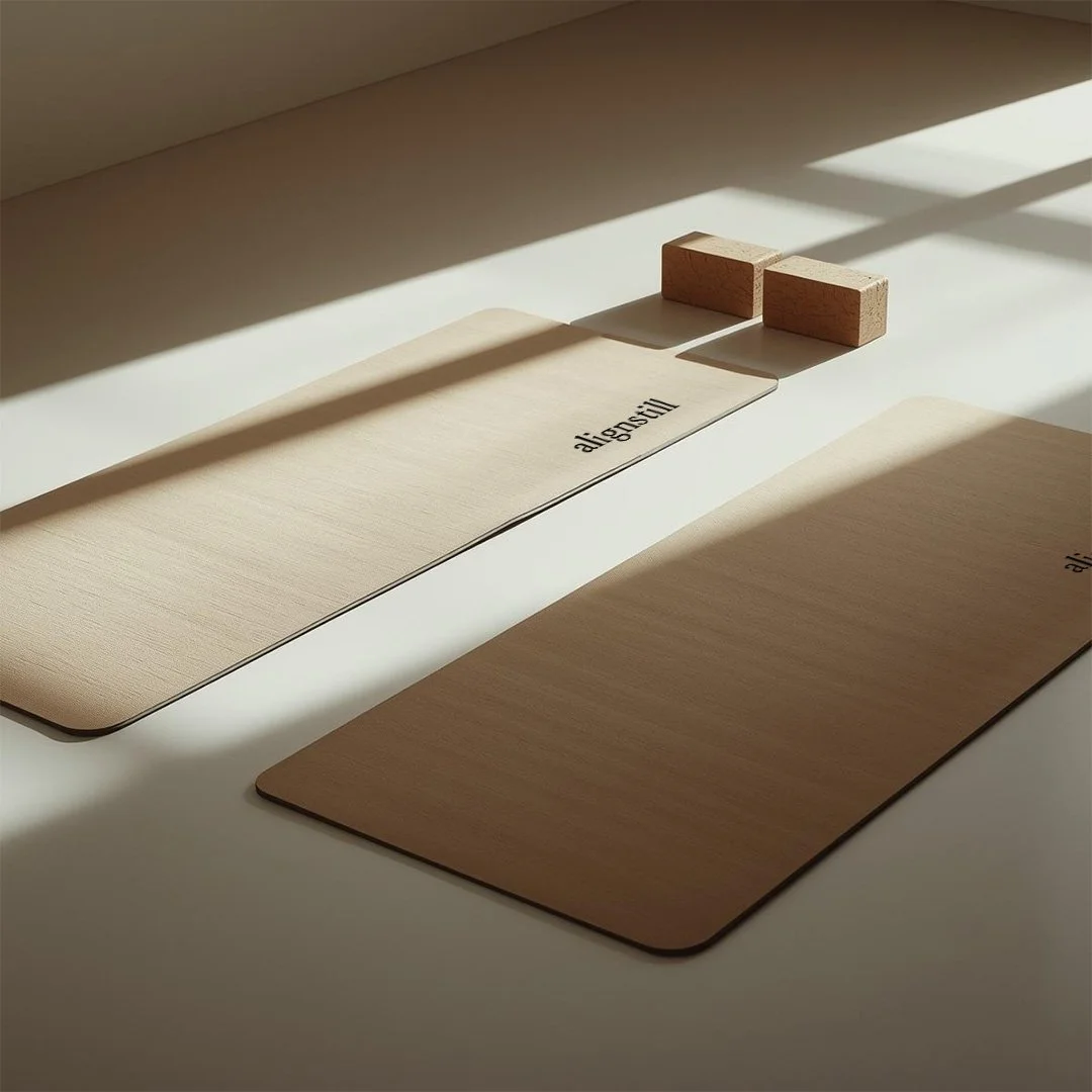 Alignstill yoga mats and yoga blocks during the yoga class in London, United Kingdom