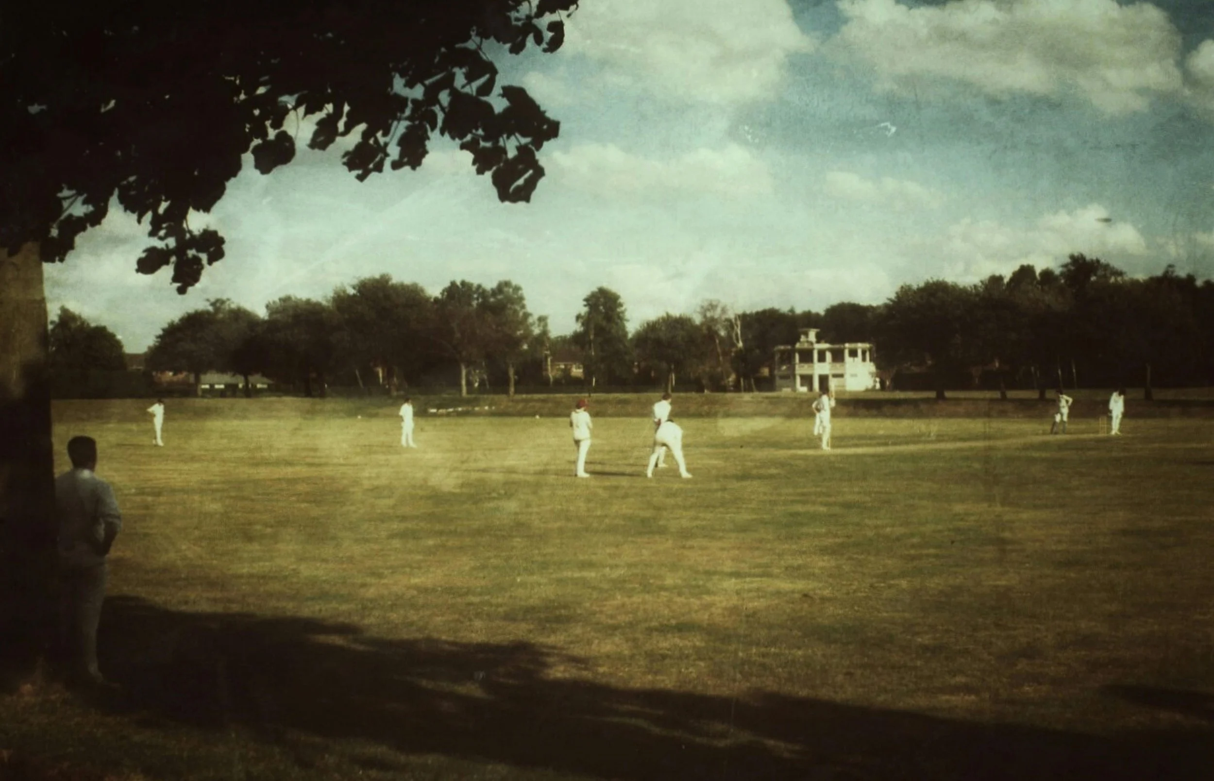 Old painting of a cricket match