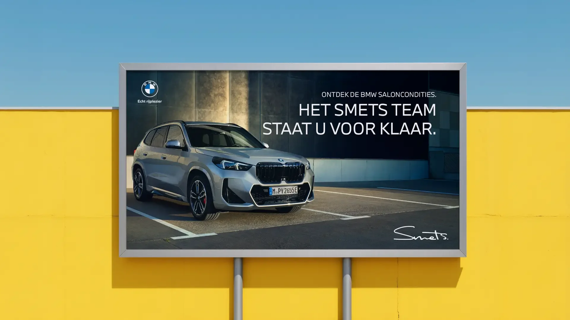 Outdoor branding campagne voor BMW Smets met consistente merkuitstraling door Brandfold®