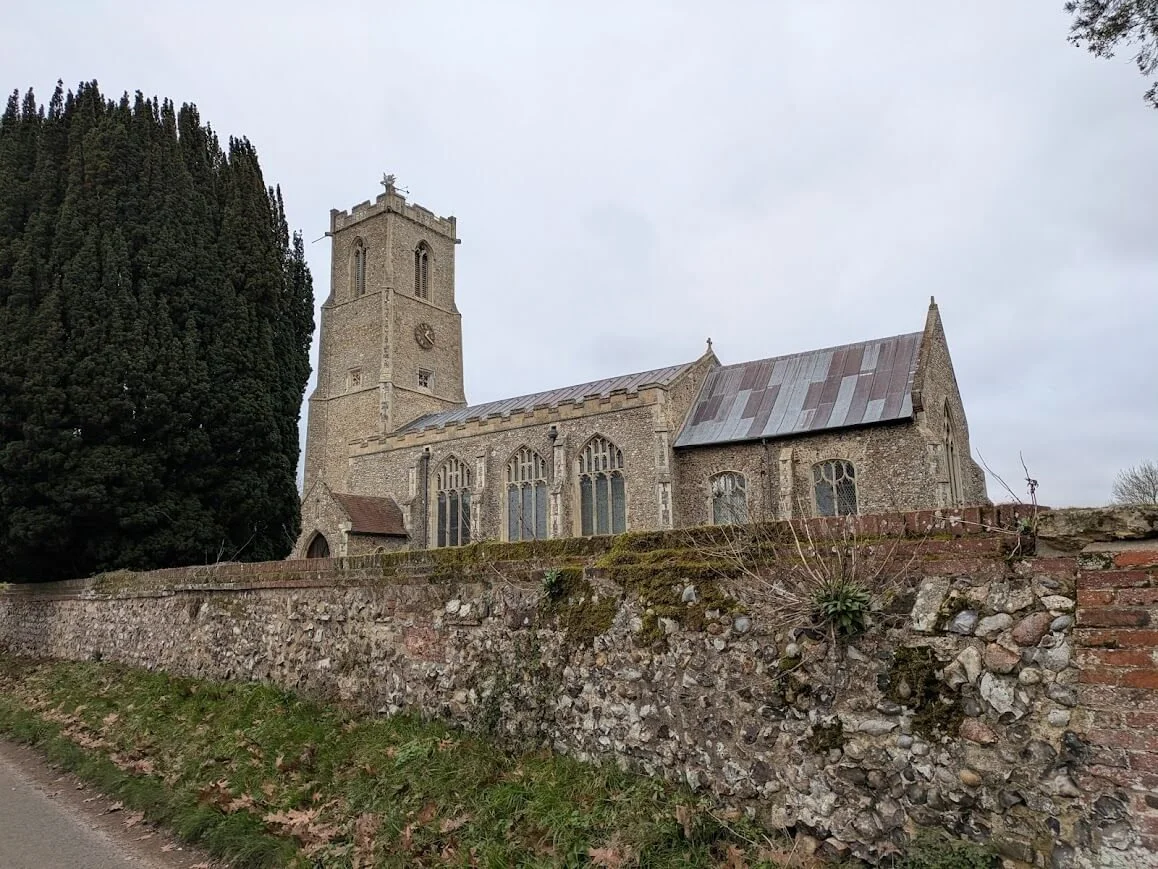 Traditional English village church near the Malvern Hills, inspiration for Lucy Emblem’s cozy mysteries