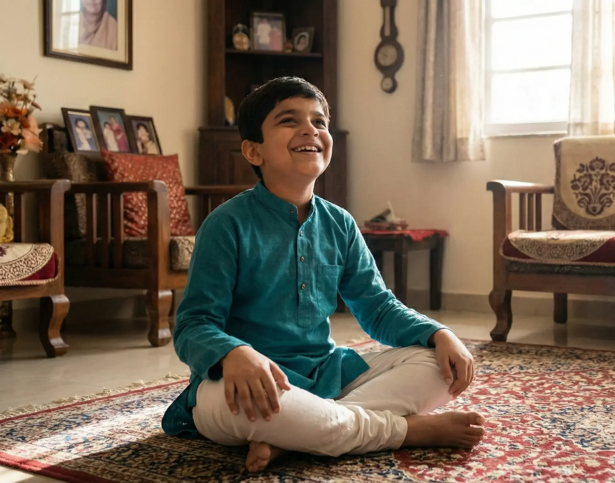 Child practicing Hindustani classical music in live online music class at Voxtune India