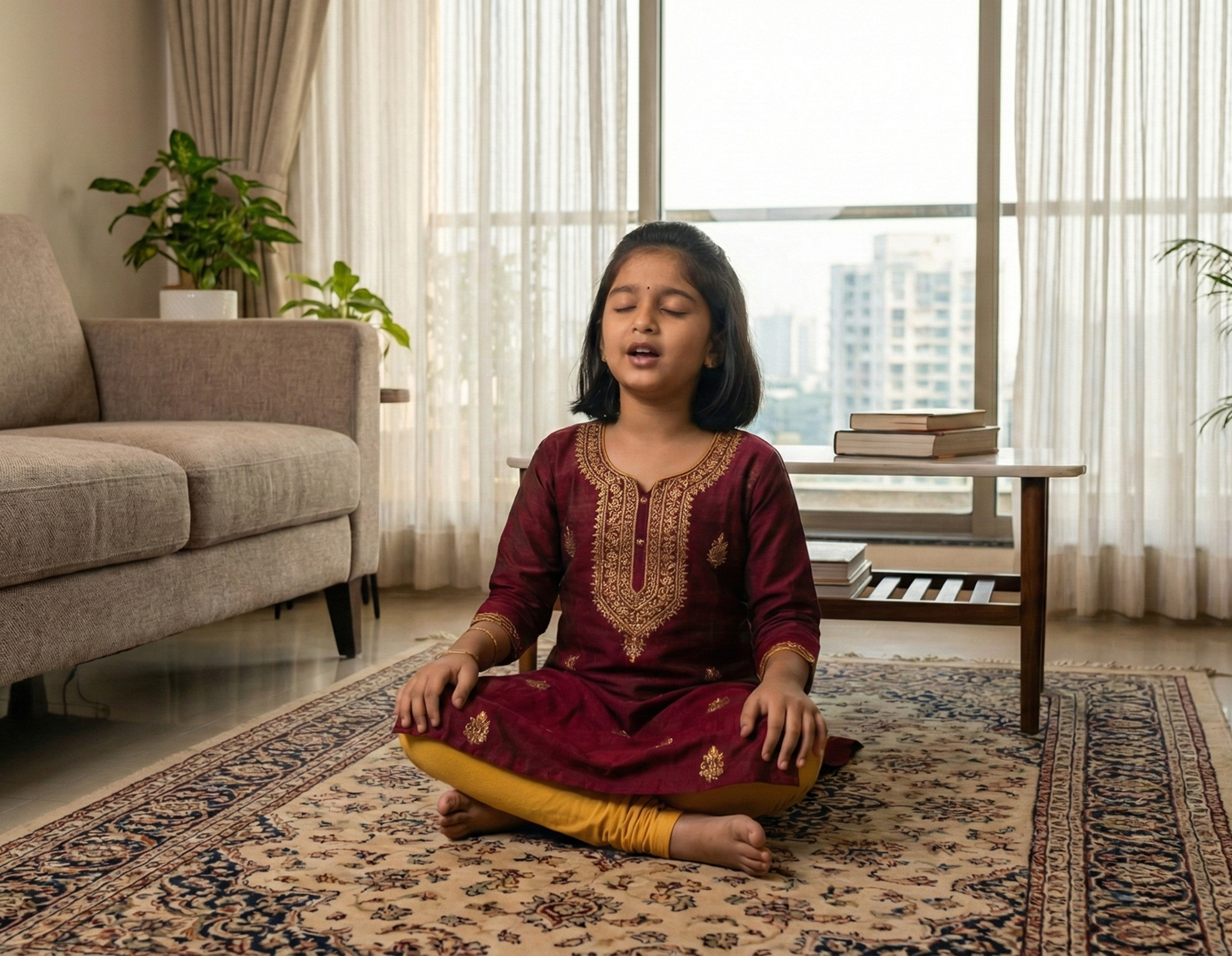 Student learning Hindustani classical vocal through online music classes at Voxtune India