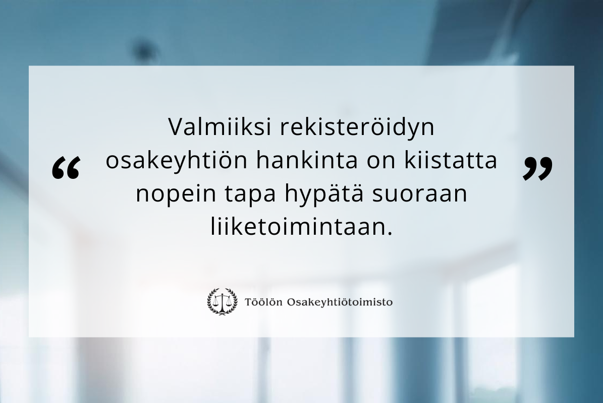 Perustamissopimus ja yhtiöjärjestys osakeyhtiön nopeaan käynnistämiseen