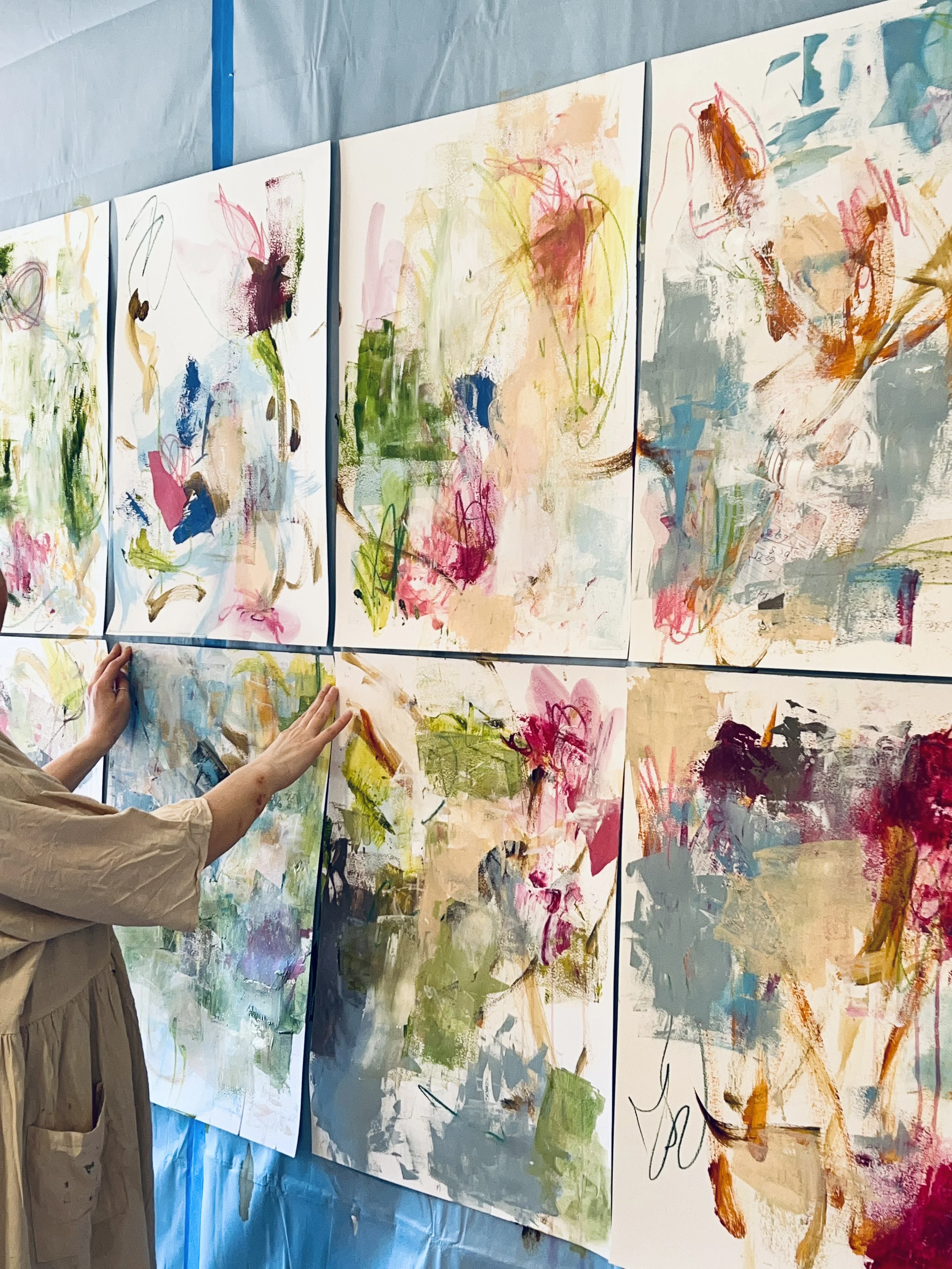 Artwork in progress in art studio