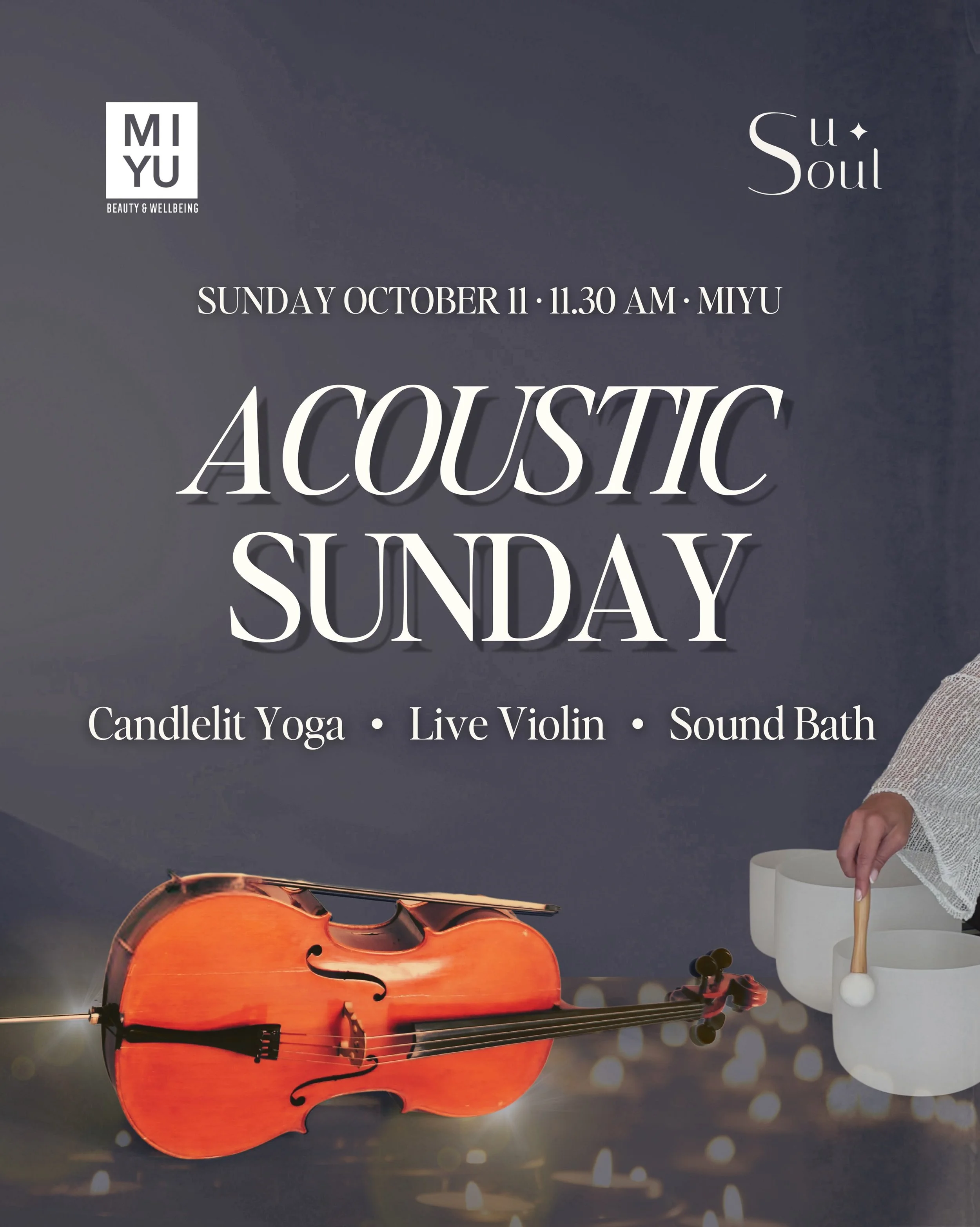 Acoustic Sunday: A Candlelit Flow with Live Violin &amp; Sound Bath 🎻

Slow mornings are key to longevity. Join us for a candlelit flow set to live violin (yes live!), followed by a sound bath to bring you into full stillness.

Movement and music in