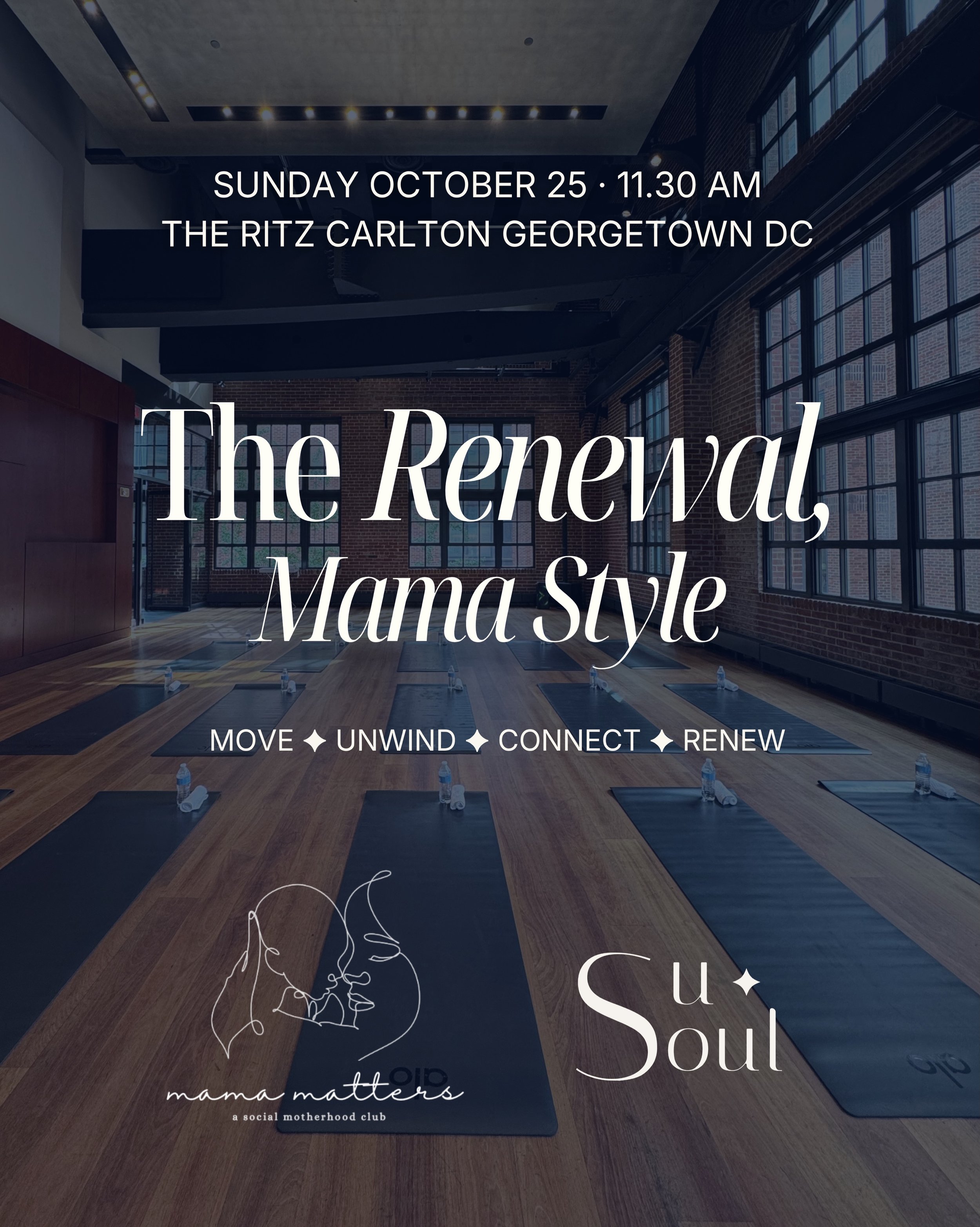 You pour into everyone else. This Sunday morning, let us pour into you.

@susoulstudio x @mamamatters.dmv are inviting you to trade the Sunday scramble for a morning designed for you: 45 minutes of mindful mat Pilates, then time to sip, unwind, and c