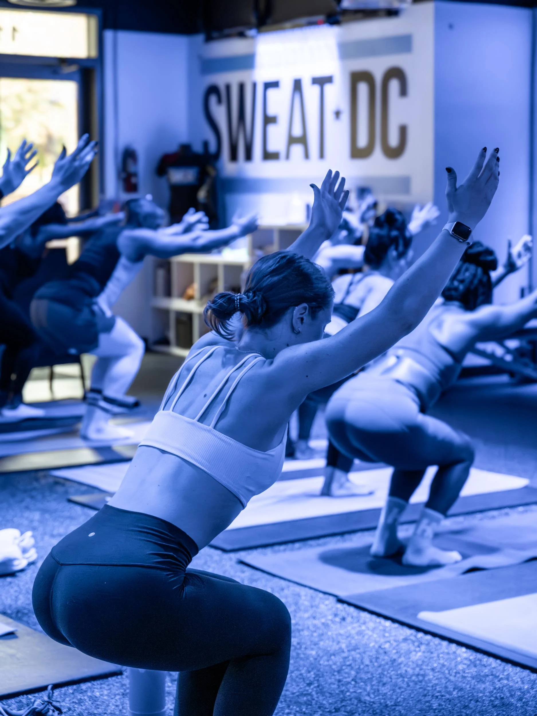 Community wellness event featuring group movement and connection