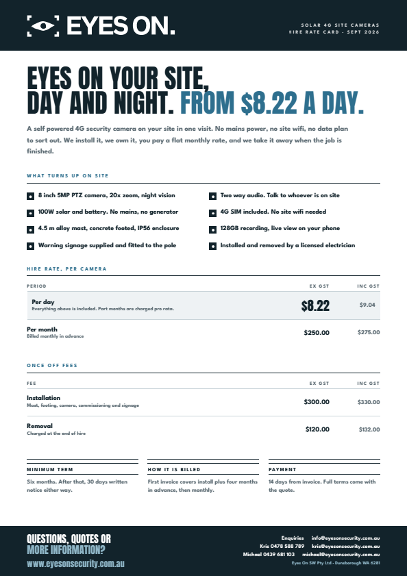Pricing schedule and brochure