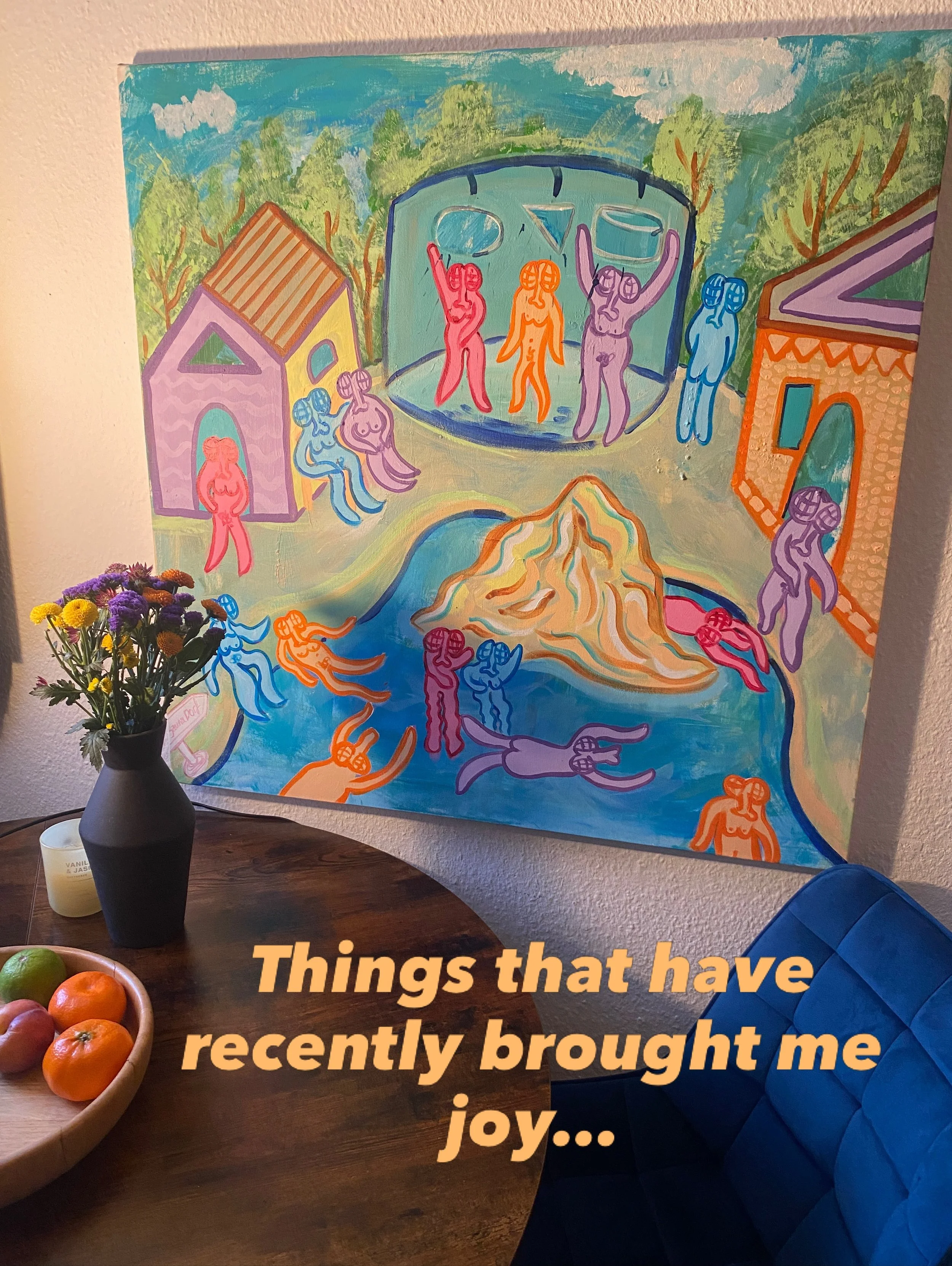 Life recently

8 things
That have brought
Some light
Too an otherwise
Uncertain
Unfolding of events&hellip;

1. Recieving flowers from my neighbours that accidently matched the painting in my kitchen 🙂
2. drawing afternoon with friends turned into&h