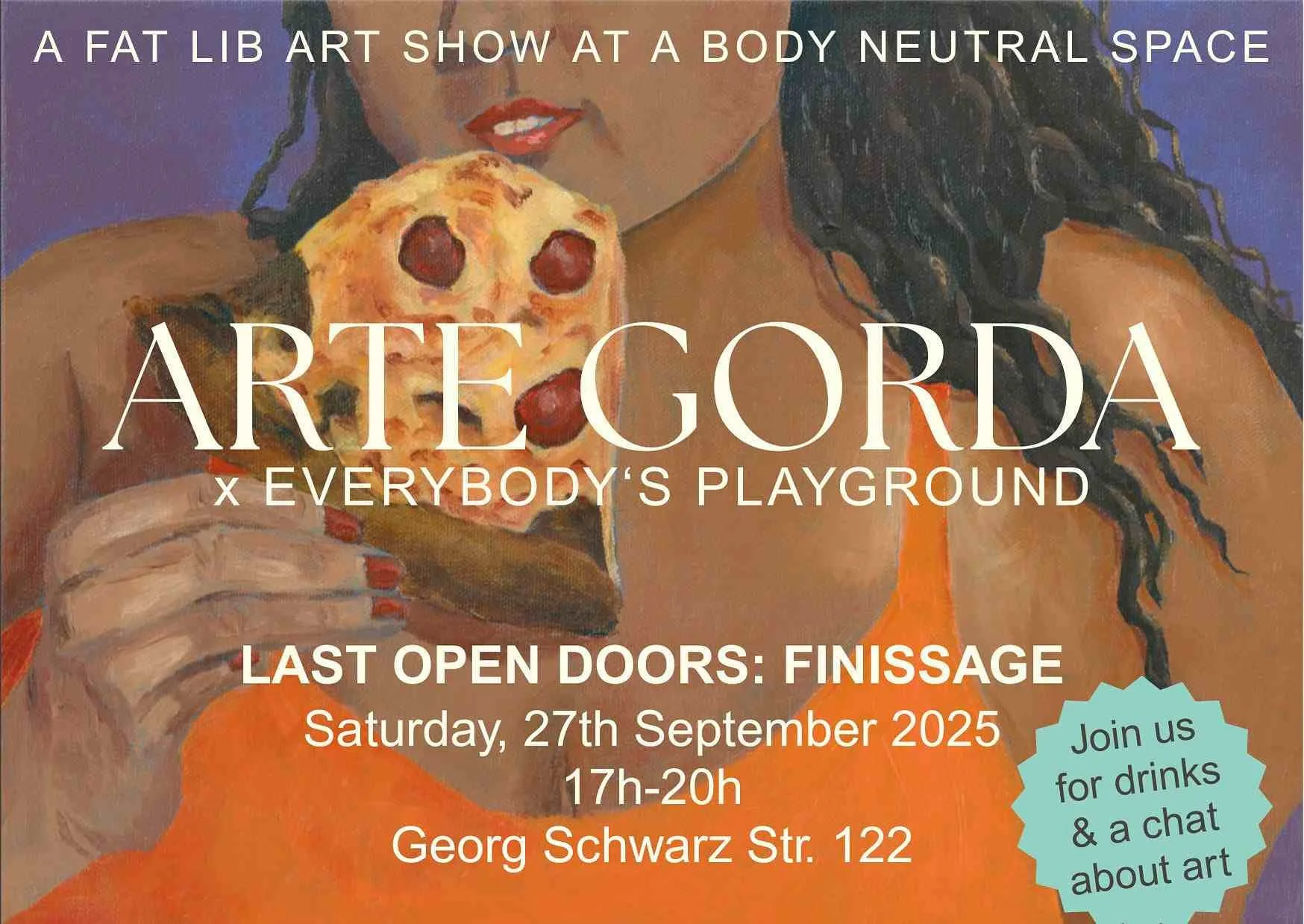 Poster for an exhibition of a woman eating pizza.jpg