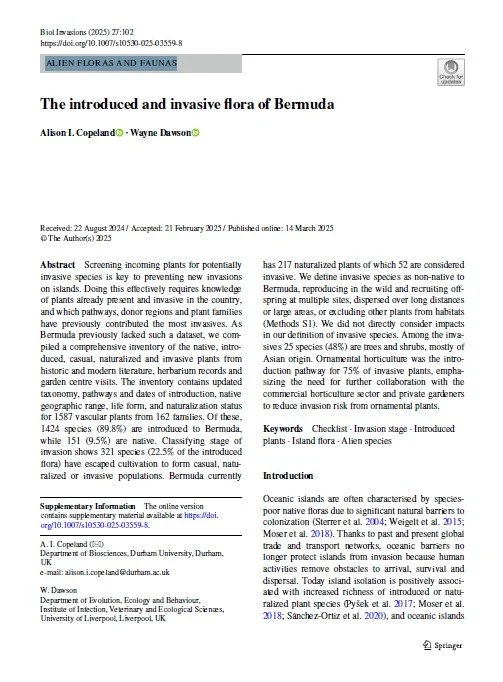 The introduced and invasive flora of Bermuda