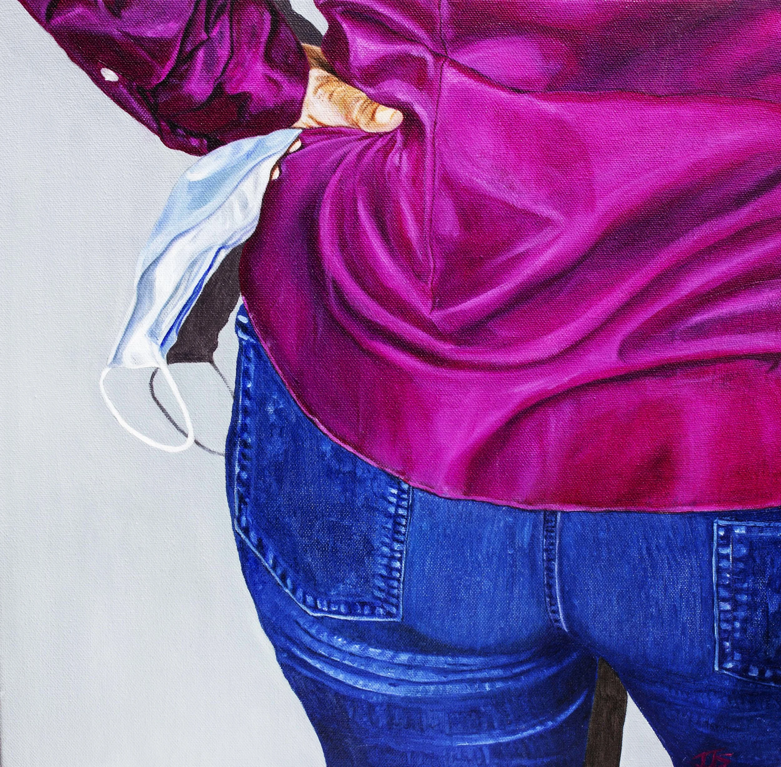 UP AGAINST IT, 16" x 16", Oil on Canvas, 2021