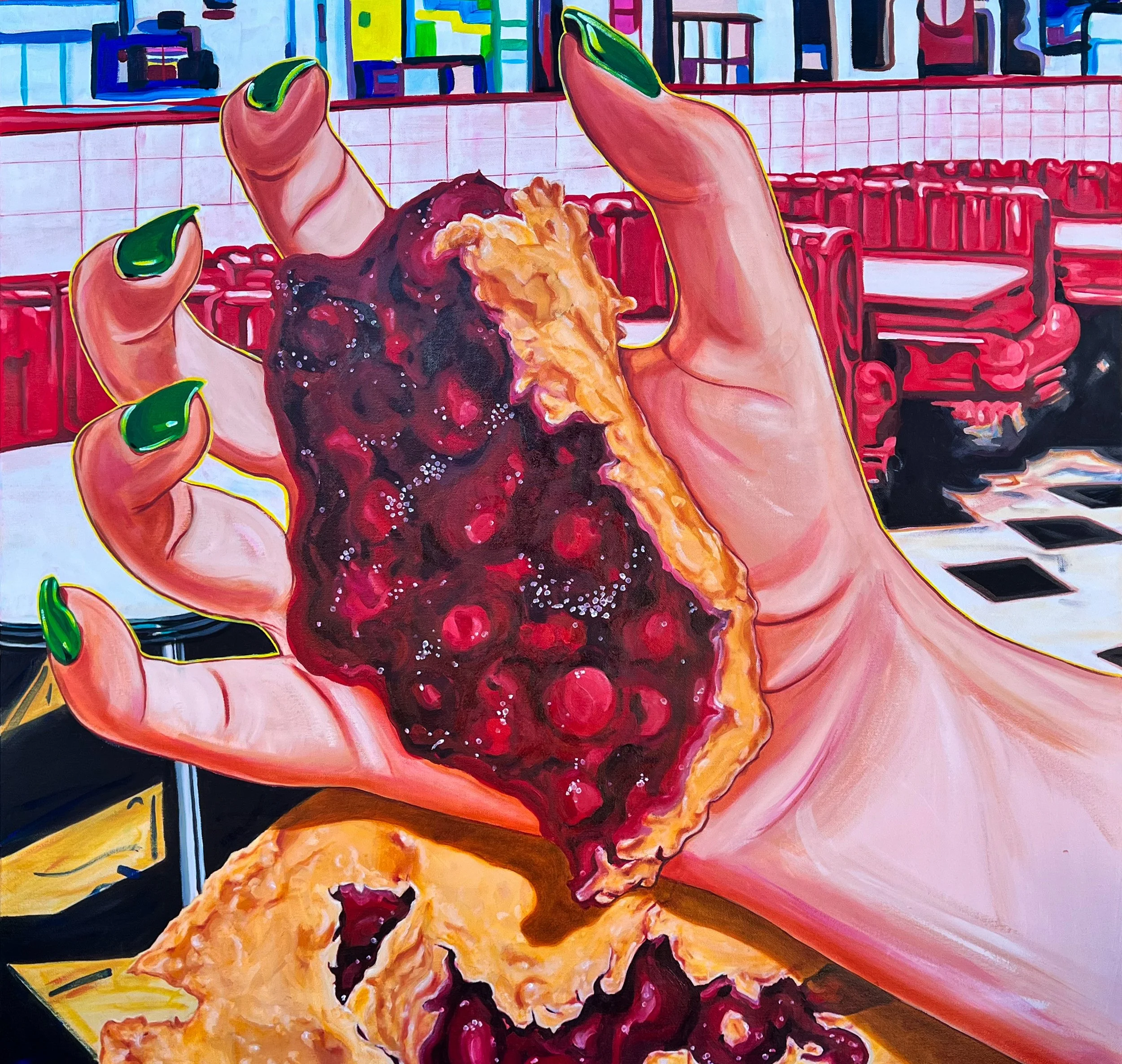 CHERRY PIE TRAUMA, 36" x 36", Oil on Canvas, 2025