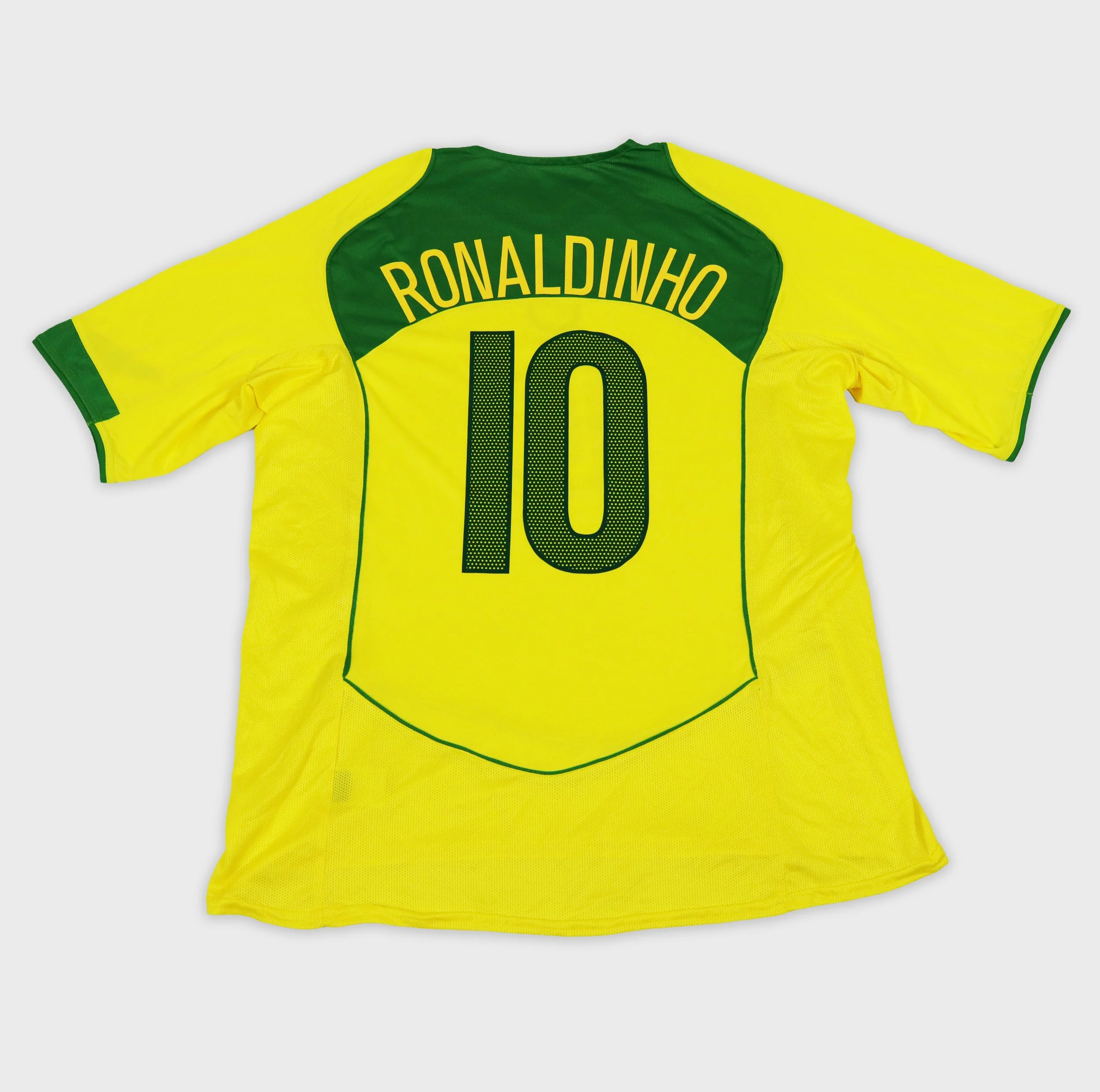 Brazil 2004 Ronaldinho number 10 retro football shirt back